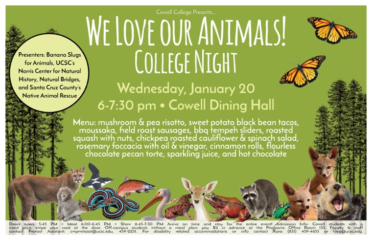 flyer with info and images of local animals