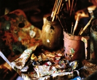 Picture of paints from Mary Holmes' studio